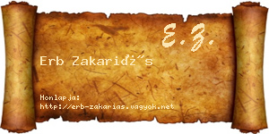 Erb Zakariás névjegykártya